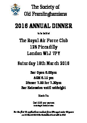2016 Annual Dinner Brief Details FINAL