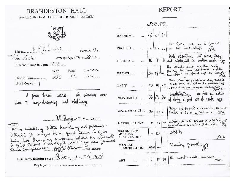 Alan Limer - Brandeston Report