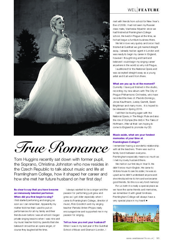 Christina Johnson - article - west essex life