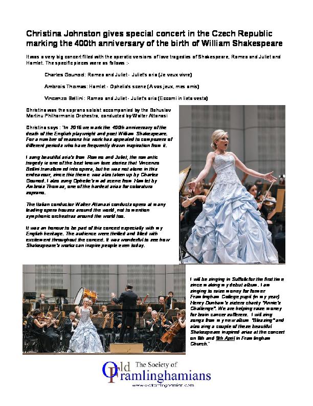 Christina Johnston - Shakespeare Concert