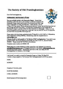 Newmarket Supper Invitation 2016