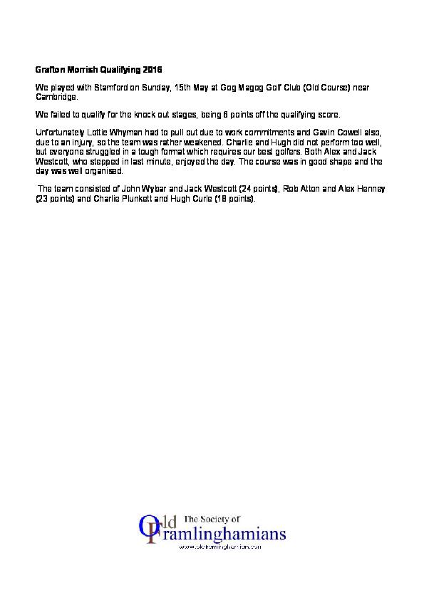 Golf - Grafton Morrish Qualifying 2016