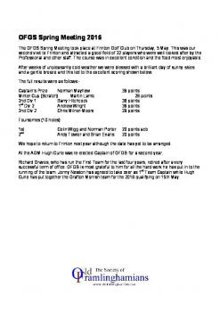 Golf - Spring Meeting Report 2016