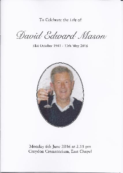 David Edward Mason - Order of Service