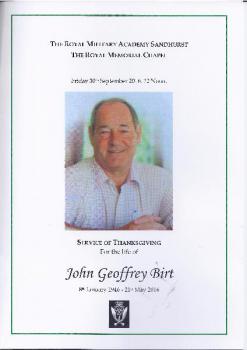 John Birt Memorial Service - order of service
