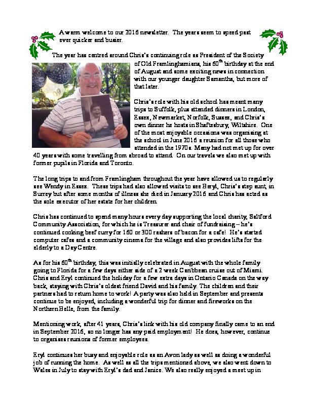 Christmas newsletter - 2016