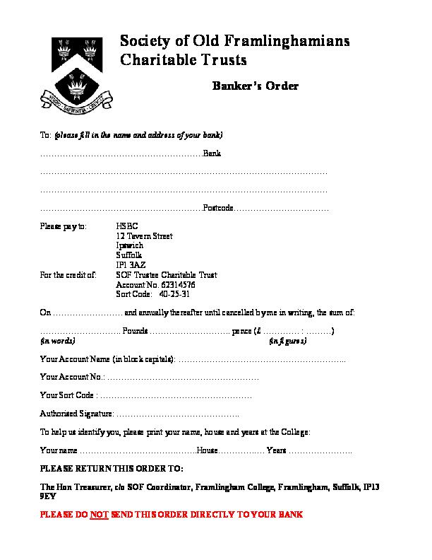 Standing Order - January 2017