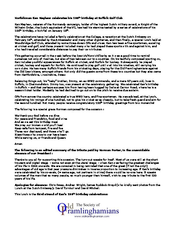 Ken Mayhew - 100 - Woodbridge Golf Club