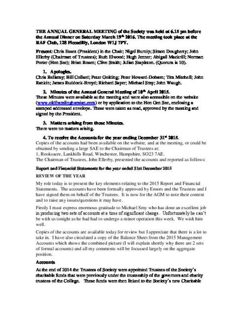 Minutes of 2016 AGM