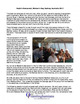 Doyles OF Dinner - February 2017