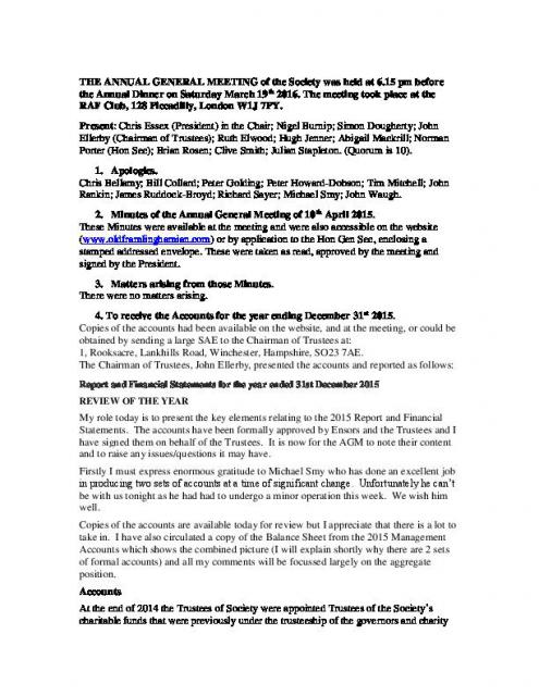Minutes of 2016 AGM