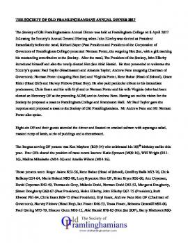 2017 Annual Dinner Report