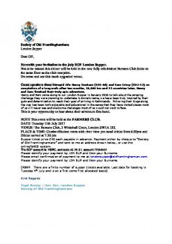 Letter to OFs London Supper 2017