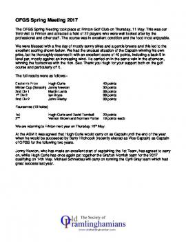 OF Golf Spring 2017 Meeting