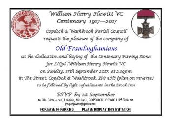 RE Hewitt VC Stone Ceremony - GENERAL INVITE