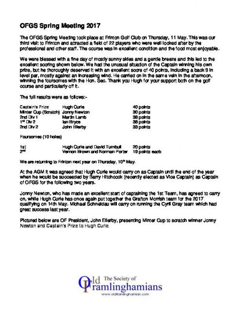 OF Golf Spring 2017 Meeting