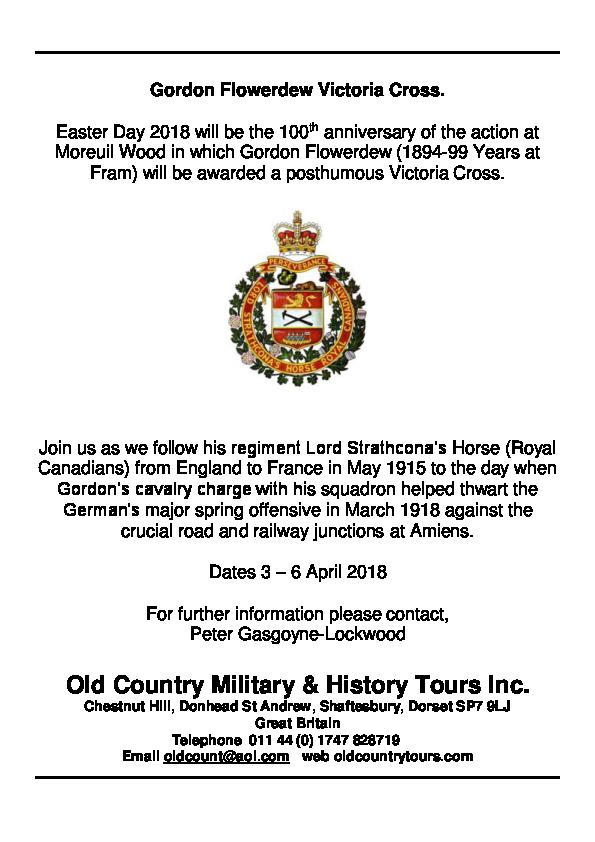 Gordon Flowerdew VC - tour April 2018