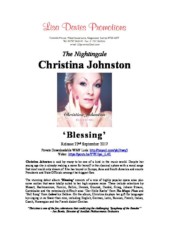 Christina Johnston - album press release