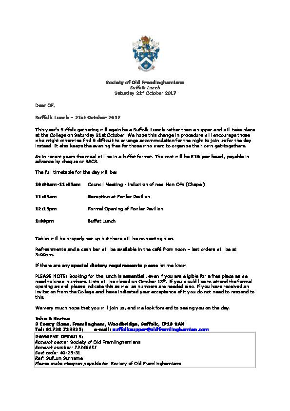 Invite letter Suffolk Lunch 21 October 2017