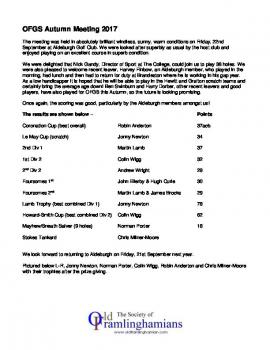 OFGS Autumn Meeting 2017