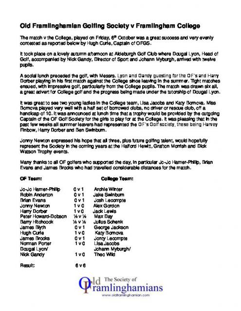 OFGS vs College October 2017