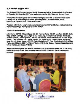 SOF Norfolk Supper 2017
