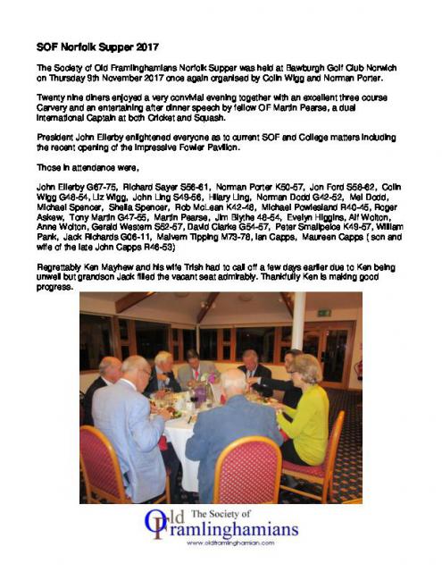 SOF Norfolk Supper 2017