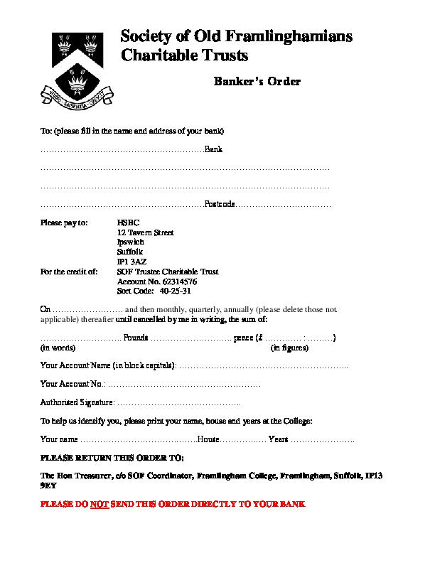 SOF Standing Order - December 2017