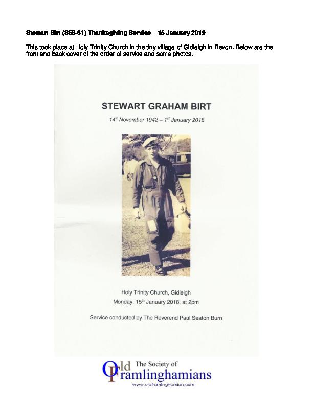 Stewart Birt funeral service