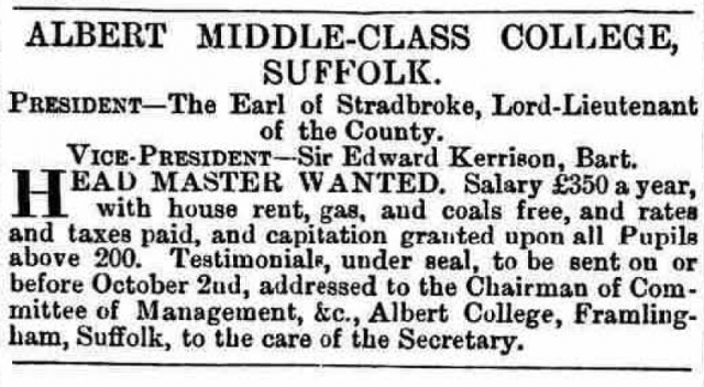 1871 Advert - 11.Bury and Norwich Post - Tues 12 Sept 1871 - cropped