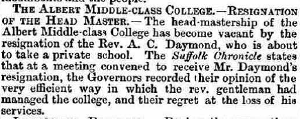 1871 Advert - 11.Bury and Norwich Post - Tues 12 Sept 1871 - cropped - resignation