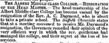 1871 Advert - 11.Bury and Norwich Post - Tues 12 Sept 1871 - cropped - resignation