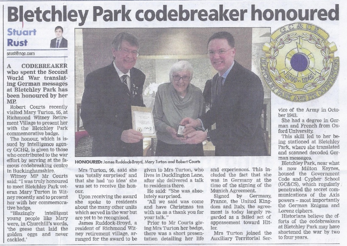 James Ruddock Broyd - Bletchley Park article - 3 January 2018