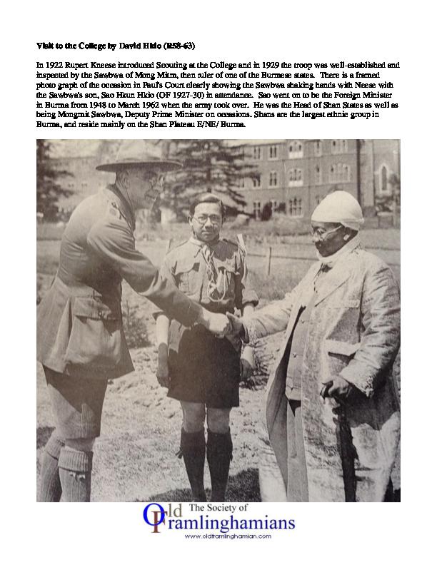 Visit to the College by David Hkio (R58-63)