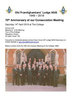 Old Framlighamians? Lodge 6646 70th post card flyer