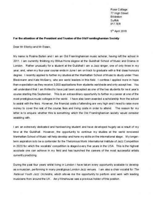 Old Framlinghamian Letter - Rosina Bullen(1)