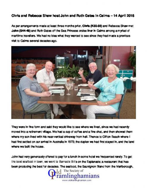 Chris and Rebecca Shaw host John and Ruth Gates in Cairns - 14 April 2018