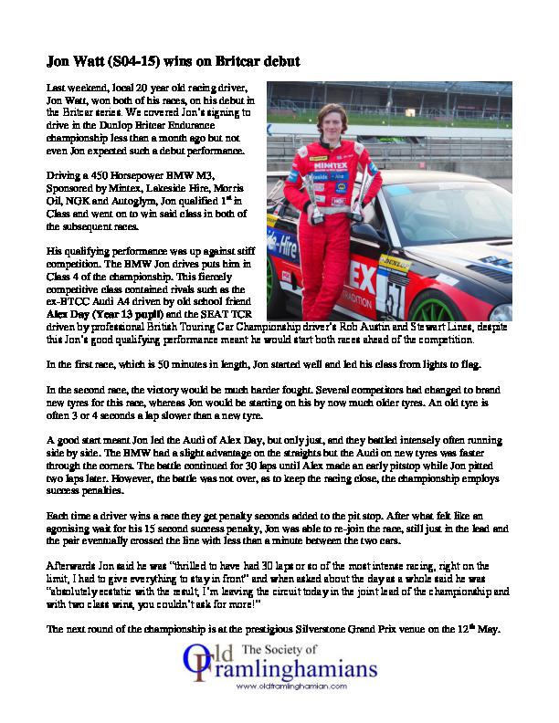 Jon Watt - article April 2018