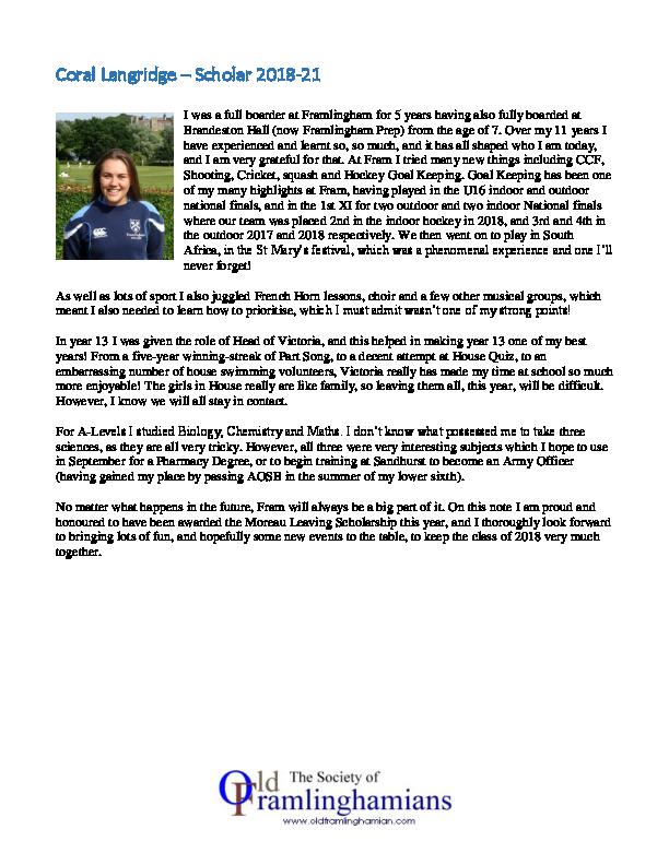 Coral Langridge ? Scholar 2018-21 - 100718