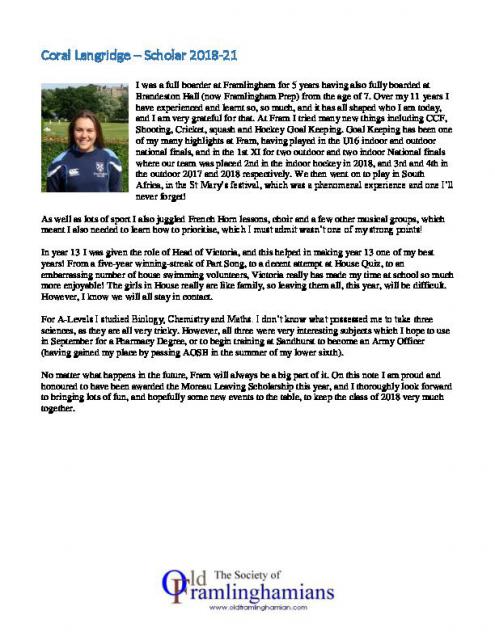 Coral Langridge ? Scholar 2018-21 - 100718