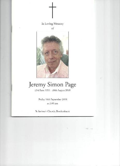 Jeremy Page - Order of Service 14 9 2019