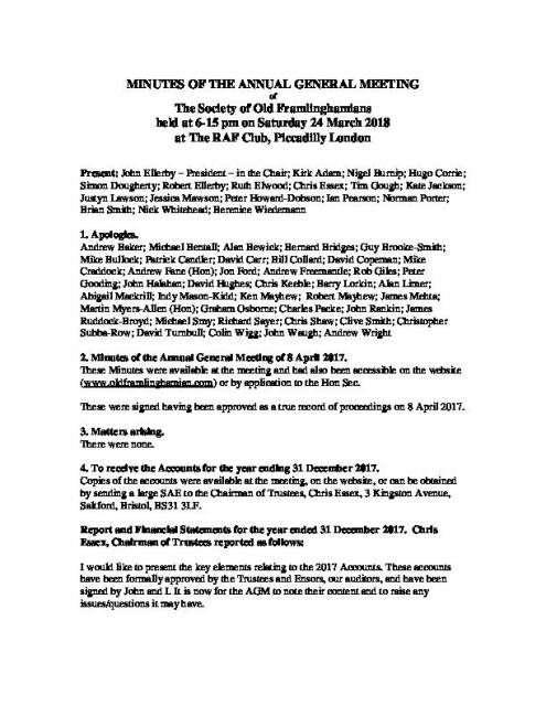 Minutes of 2018 AGM