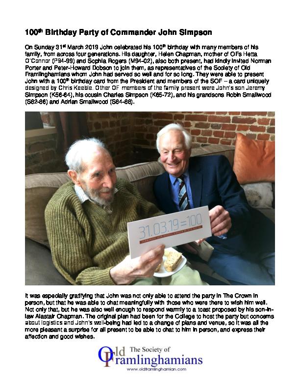 John Simpson Centenary Party