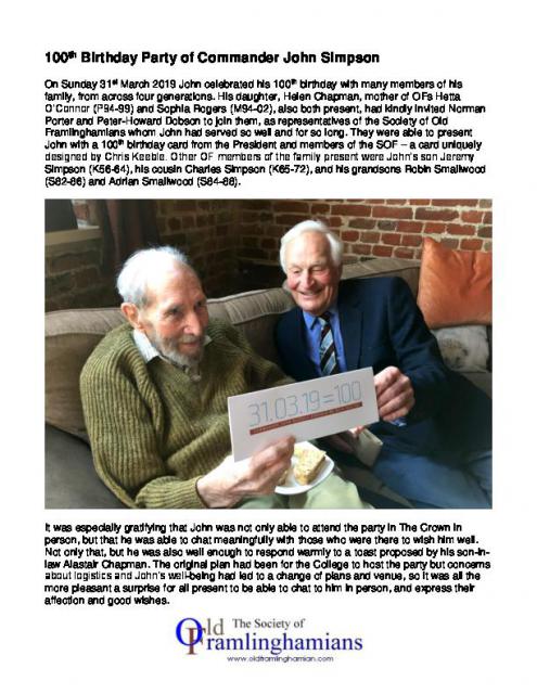 John Simpson Centenary Party