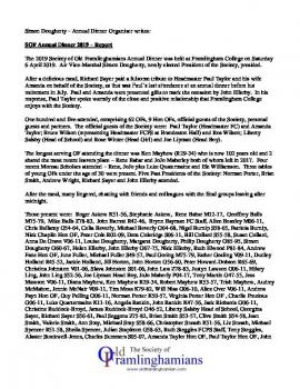 Annual Dinner 2019 Report & Photos