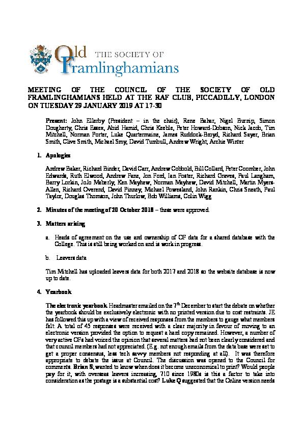 SOF Council minutes 29_01_19_final Amended