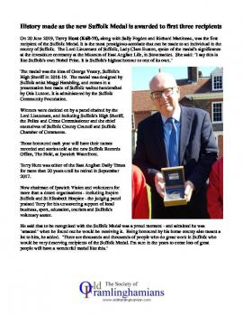 Frist Suffolk Medal to Terry Hunt (K68-75)