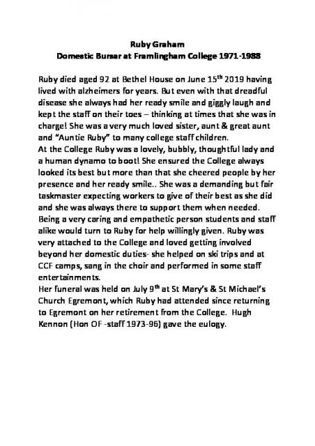 Ruby Graham Obituary