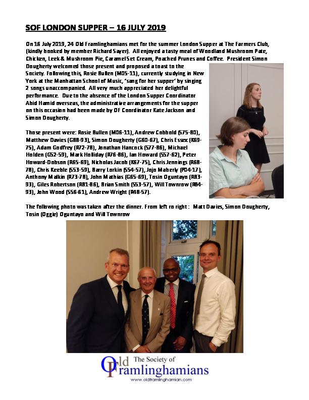 SOF London Supper - July 2019 Report