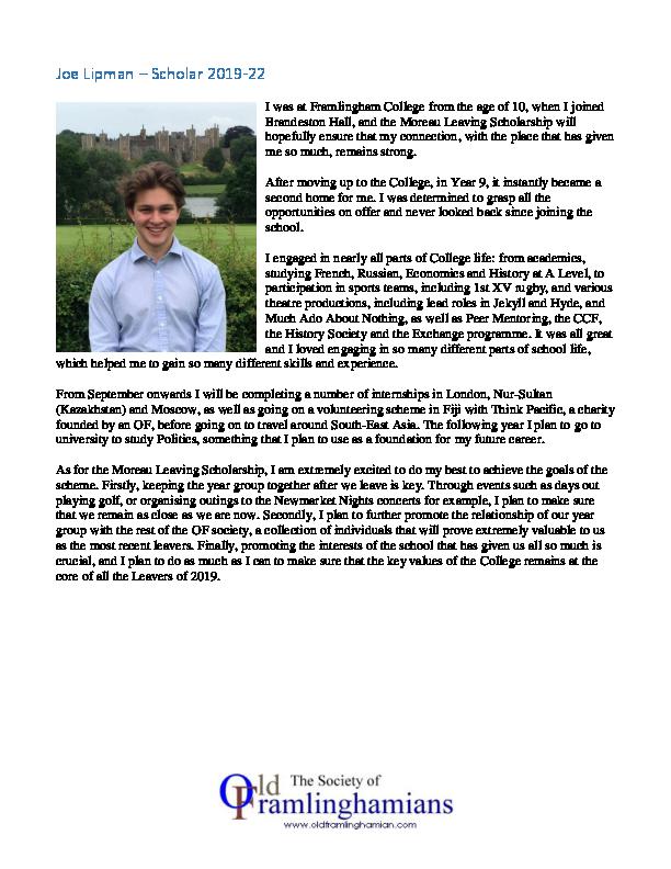 Joe Lipman ? Moreau Scholar 2019-22 - 120819